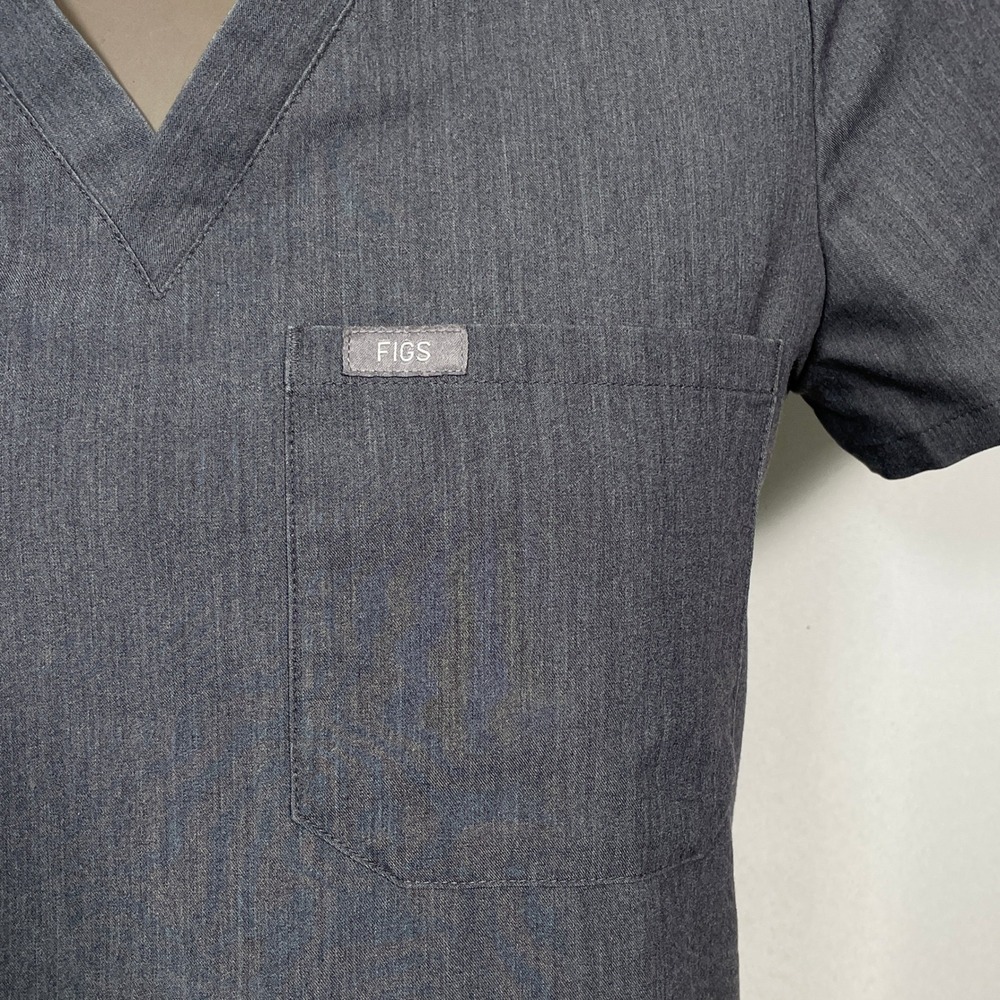 FIGS Catarina One-Pocket Charcoal Gray Heather Scrub Top Women's XXS - Picture 2 of 10